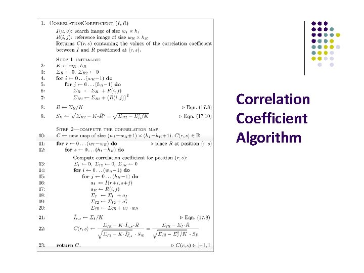 Correlation Coefficient Algorithm 