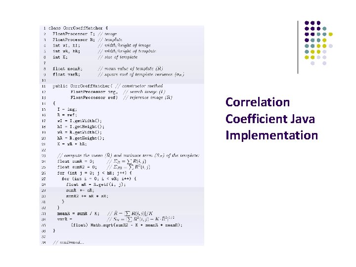 Correlation Coefficient Java Implementation 