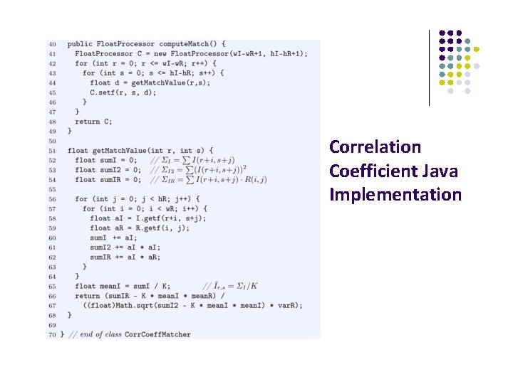 Correlation Coefficient Java Implementation 