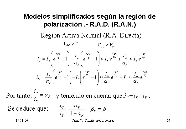 Modelos simplificados según la región de polarización. - R. A. D. (R. A. N. Modelos simplificados según la región de polarización. - R. A. D. (R. A. N.