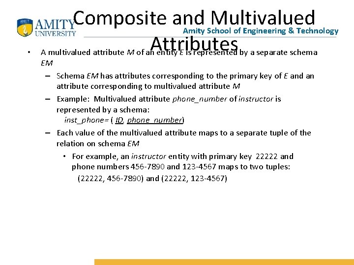  • Composite and Multivalued Amity School of Engineering & Technology Attributes A multivalued