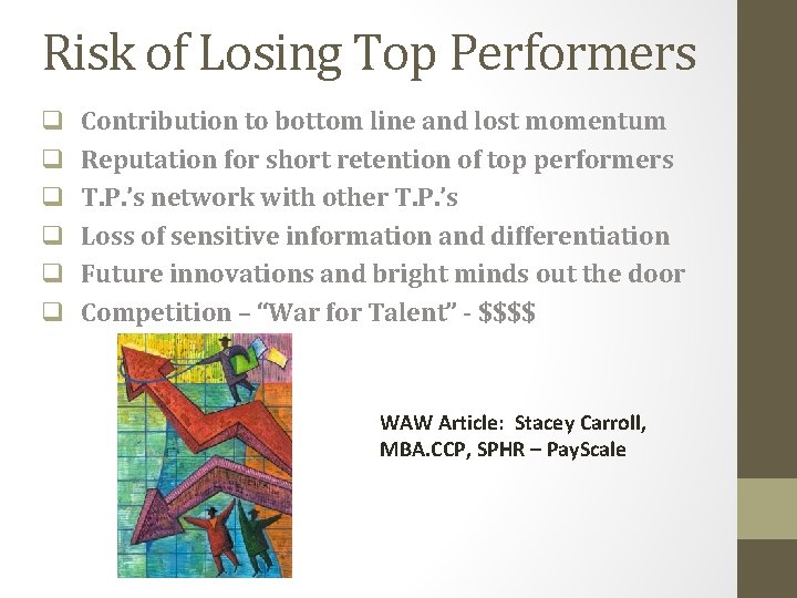 Risk of Losing Top Performers q q q Contribution to bottom line and lost
