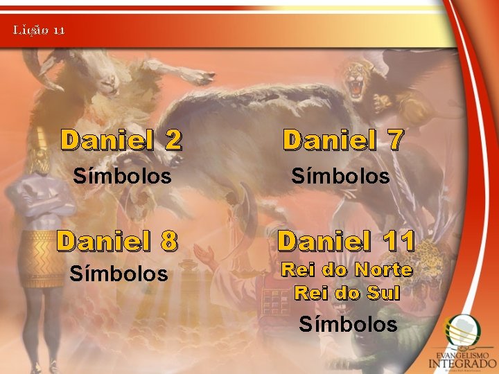 Lição 11 Daniel 2 Daniel 7 Símbolos Daniel 8 Daniel 11 Símbolos Rei do