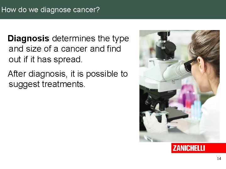 How do we diagnose cancer? Diagnosis determines the type and size of a cancer