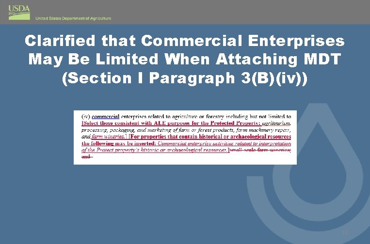 Clarified that Commercial Enterprises May Be Limited When Attaching MDT (Section I Paragraph 3(B)(iv))