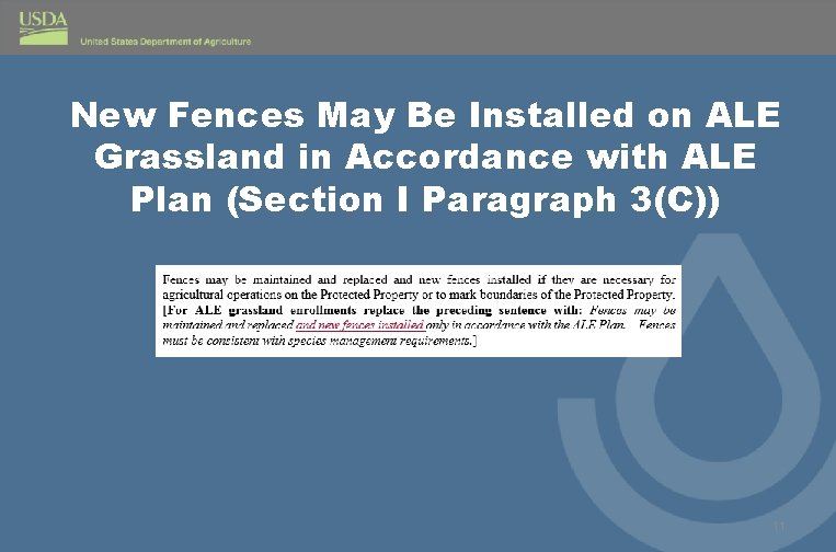 New Fences May Be Installed on ALE Grassland in Accordance with ALE Plan (Section