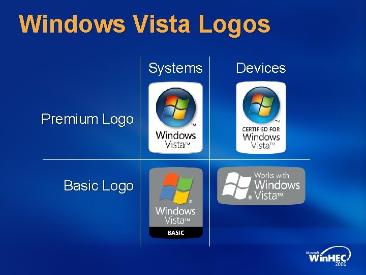 Windows Vista Logos Systems Premium Logo Basic Logo Devices 