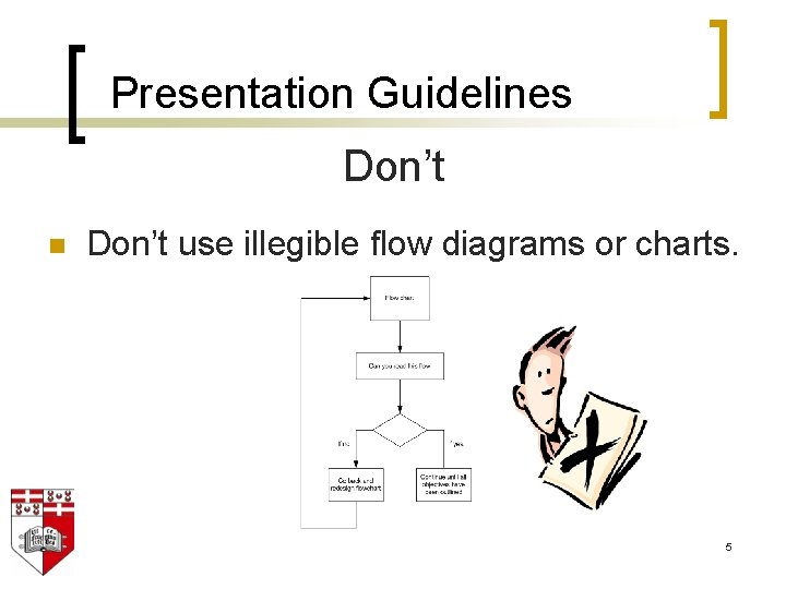 Presentation Guidelines Don’t n Don’t use illegible flow diagrams or charts. 5 