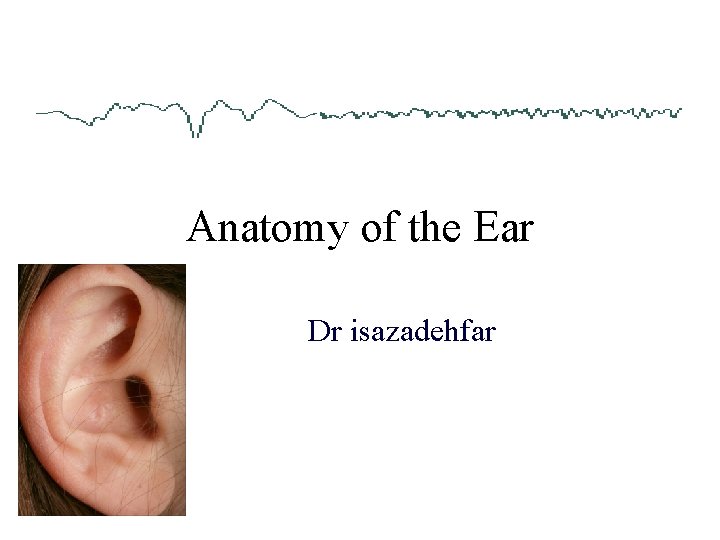 Anatomy of the Ear Dr isazadehfar 