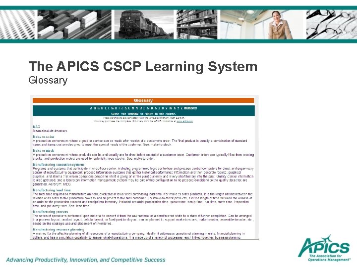 The APICS CSCP Learning System Glossary 