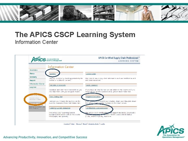 The APICS CSCP Learning System Information Center 