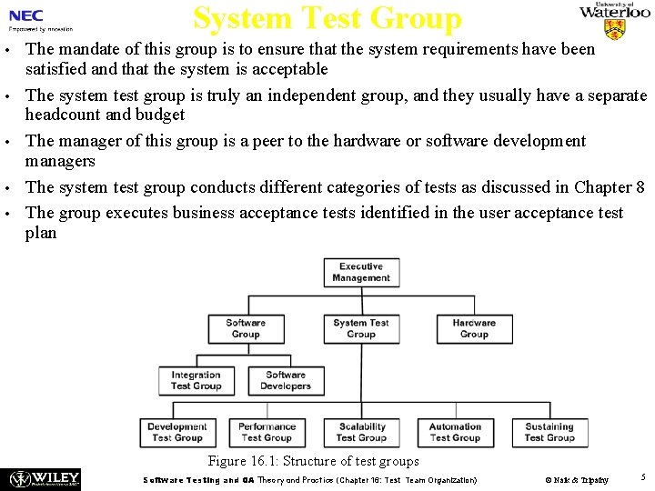 System Test Group • • • The mandate of this group is to ensure