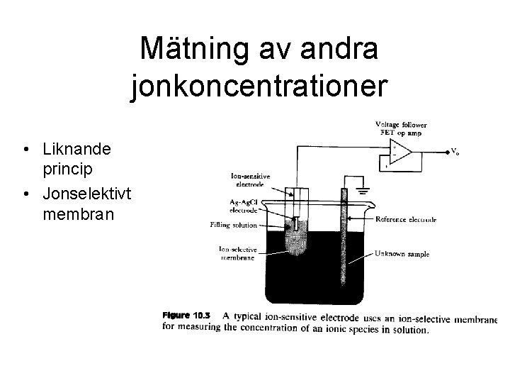 Mätning av andra jonkoncentrationer • Liknande princip • Jonselektivt membran 