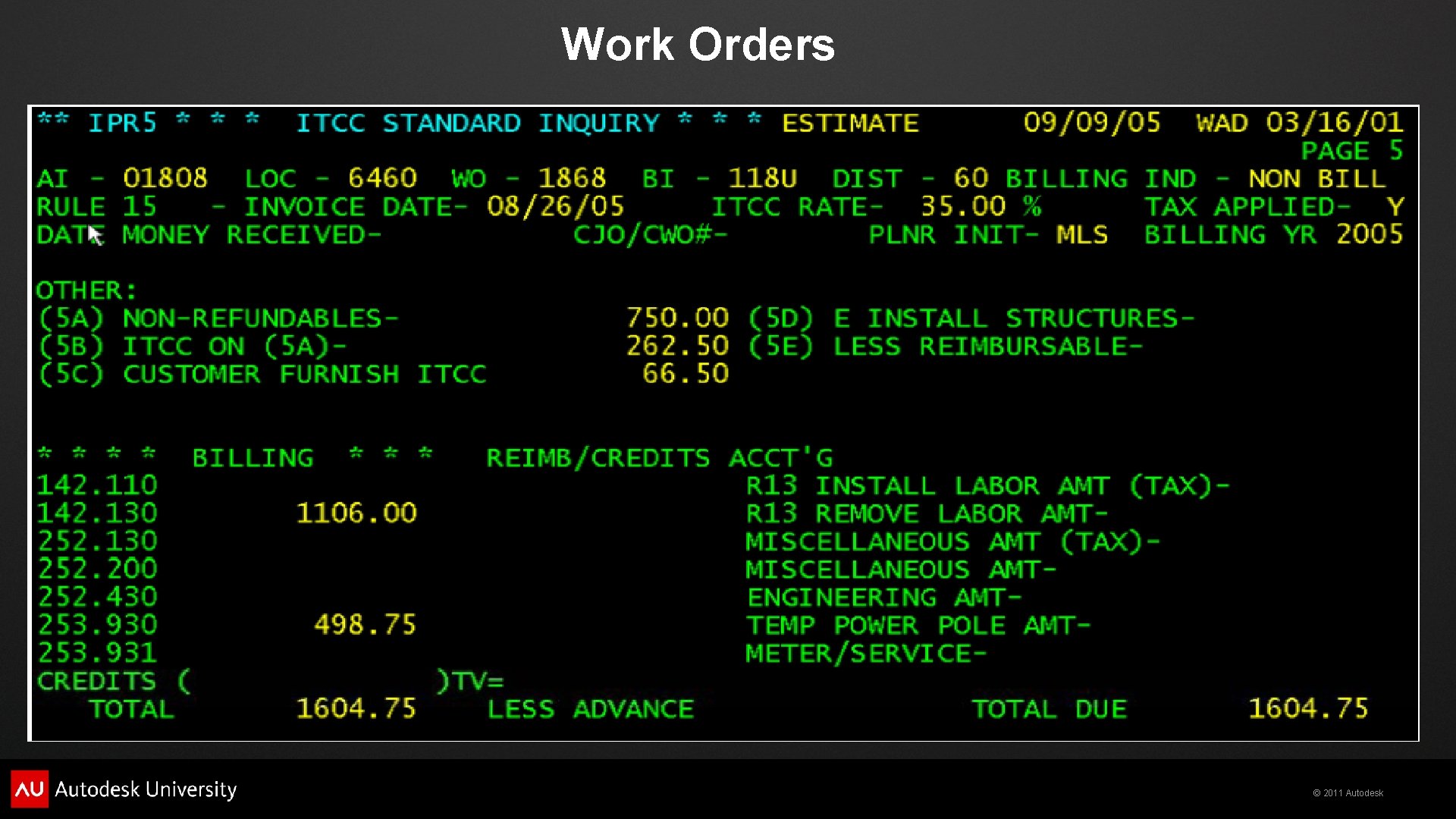 Work Orders © 2011 Autodesk 