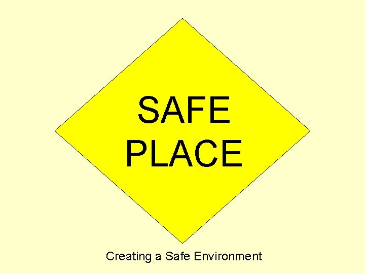 SAFE PLACE Creating a Safe Environment 