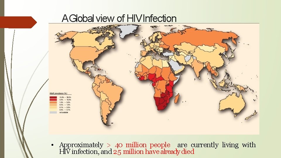 AGlobal view of HIVInfection • Approximately > 40 million people are currently living with