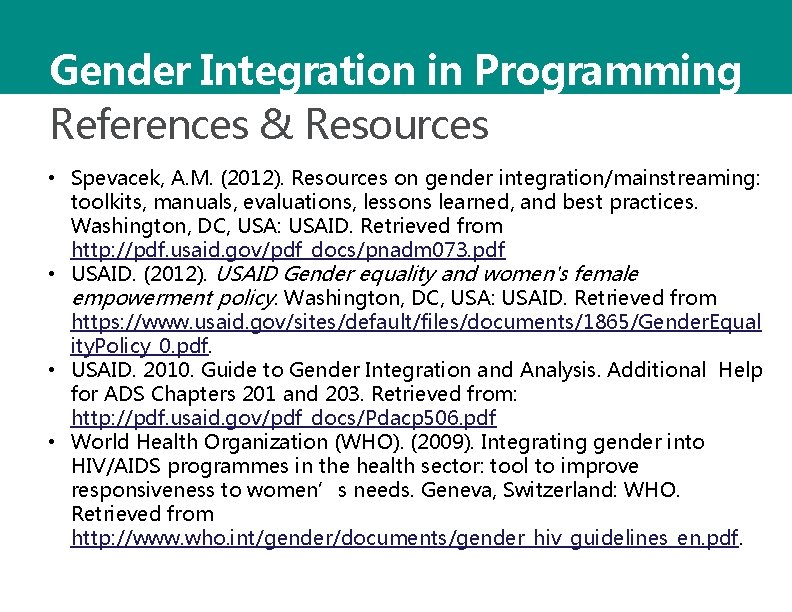 Fundamentals of Gender Integrated Programming Tool 5 Activity