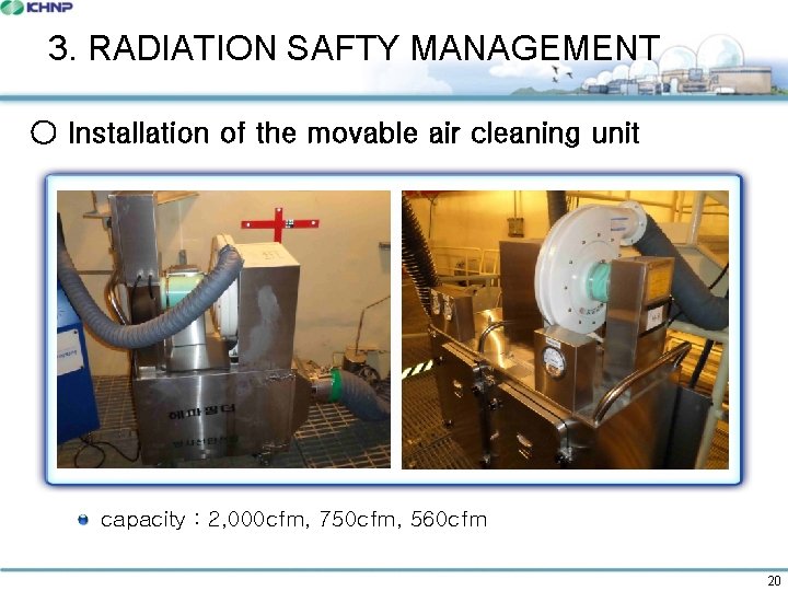 3. RADIATION SAFTY MANAGEMENT ○ Installation of the movable air cleaning unit capacity :