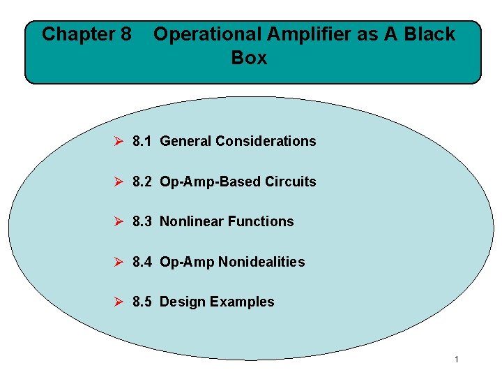 Chapter 8 Operational Amplifier as A Black Box Ø 8. 1 General Considerations Ø