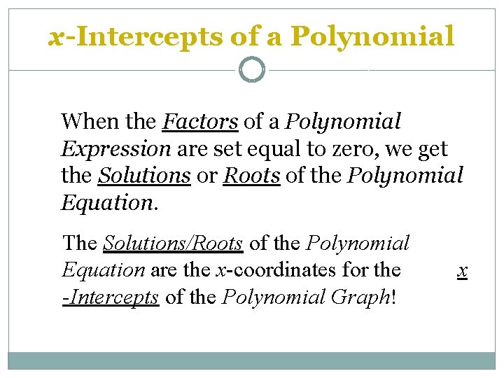 x-Intercepts of a Polynomial When the Factors of a Polynomial Expression are set equal