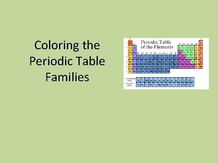 Coloring the Periodic Table Families 