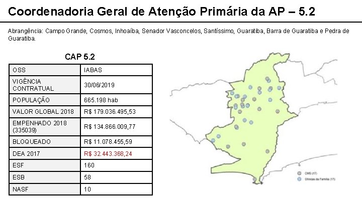 Coordenadoria Geral de Atenção Primária da AP – 5. 2 Abrangência: Campo Grande, Cosmos,