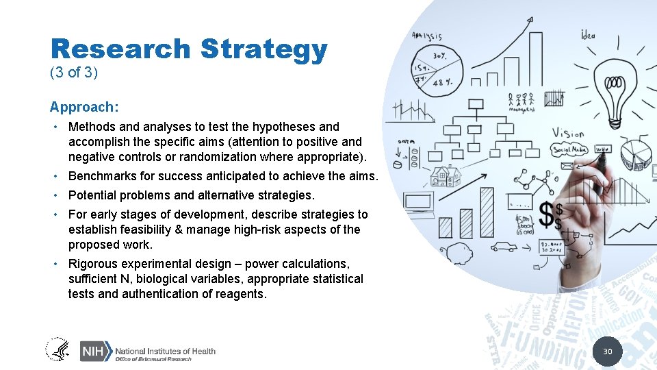 Research Strategy (3 of 3) Approach: • Methods and analyses to test the hypotheses