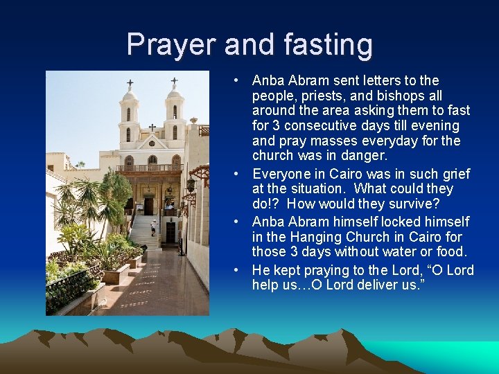 Prayer and fasting • Anba Abram sent letters to the people, priests, and bishops