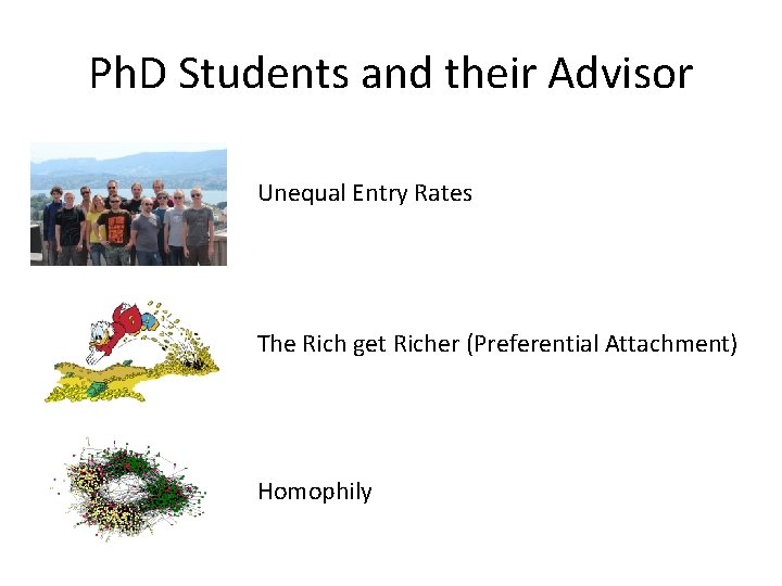 Ph. D Students and their Advisor Unequal Entry Rates The Rich get Richer (Preferential