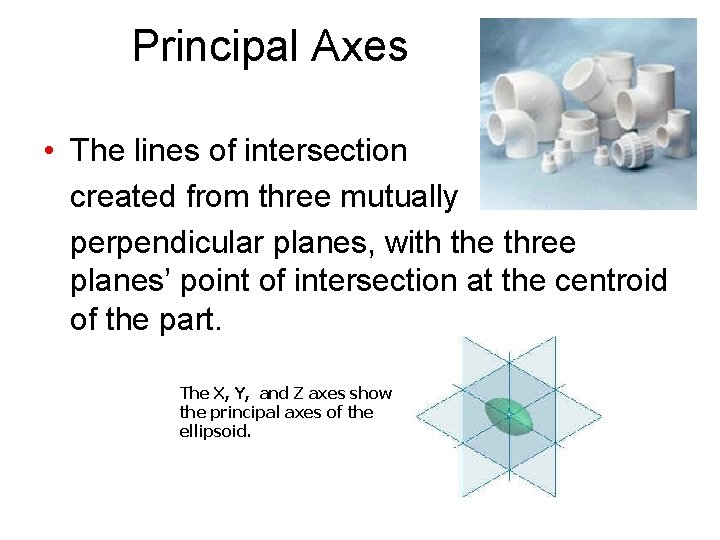 Principal Axes • The lines of intersection created from three mutually perpendicular planes, with