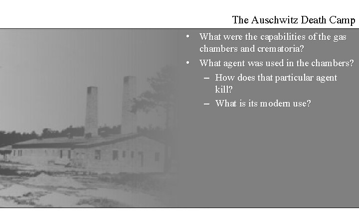 The Auschwitz Death Camp • What were the capabilities of the gas chambers and