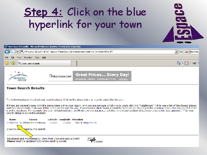 Step 4: Click on the blue hyperlink for your town 02/12/2011 Espace Skills Course