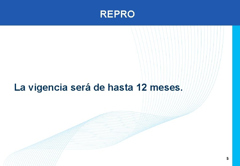 REPRO La vigencia será de hasta 12 meses. 5 