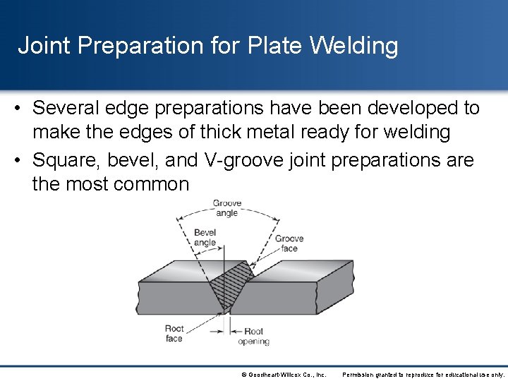 Joint Preparation for Plate Welding • Several edge preparations have been developed to make