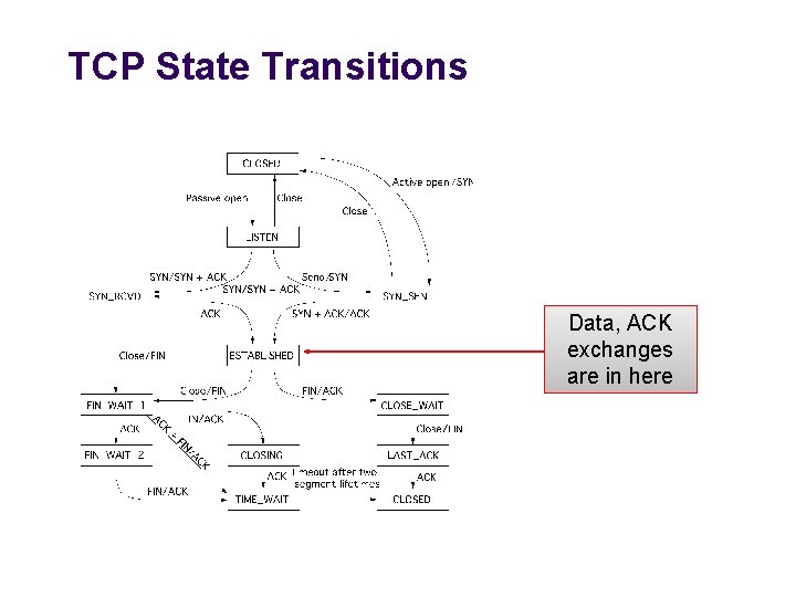 TCP State Transitions Data, ACK exchanges are in here 