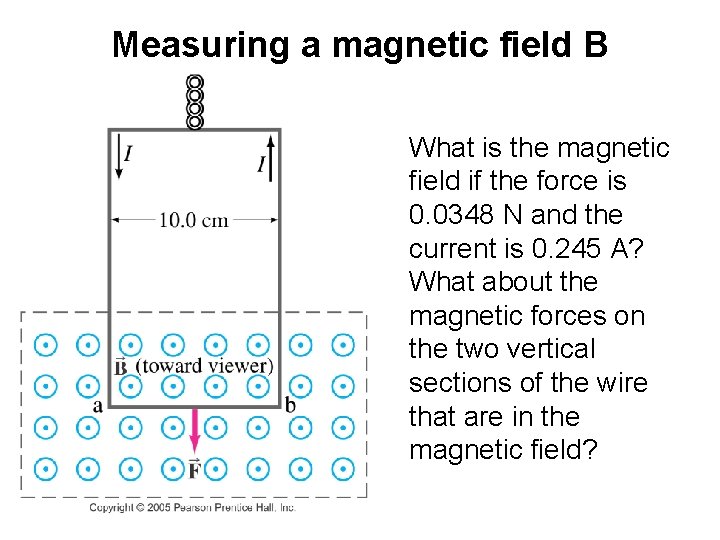 Measuring a magnetic field B What is the magnetic field if the force is