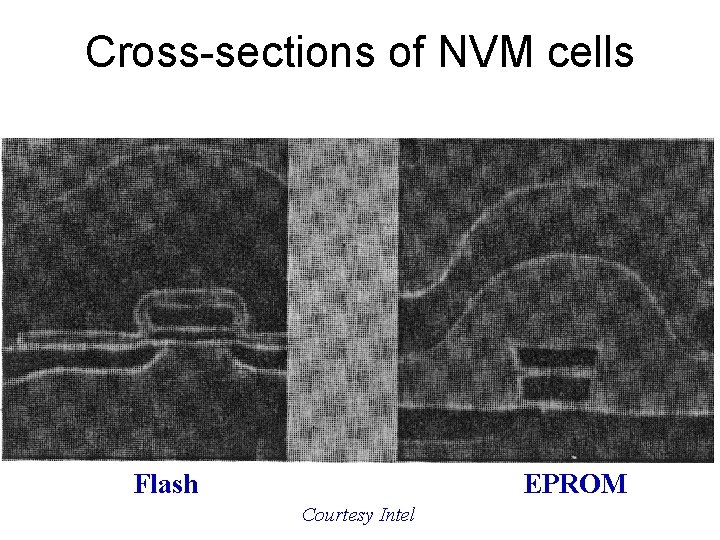 Cross-sections of NVM cells Flash EPROM Courtesy Intel 