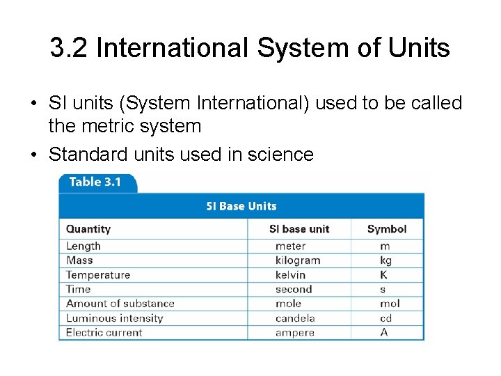3. 2 International System of Units • SI units (System International) used to be