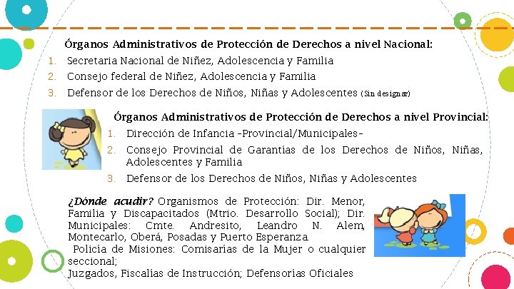  Órganos Administrativos de Protección de Derechos a nivel Nacional: 1. Secretaria Nacional de