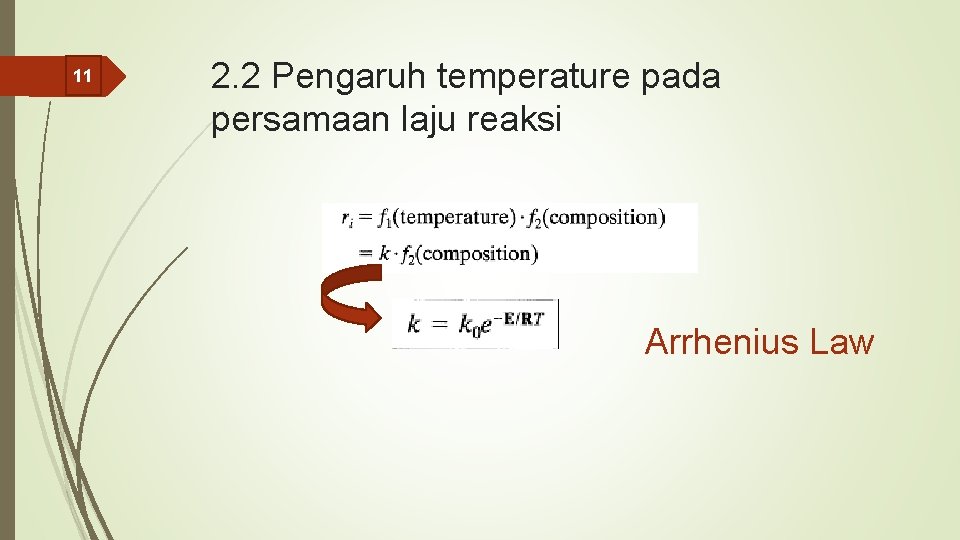 11 2. 2 Pengaruh temperature pada persamaan laju reaksi Arrhenius Law 