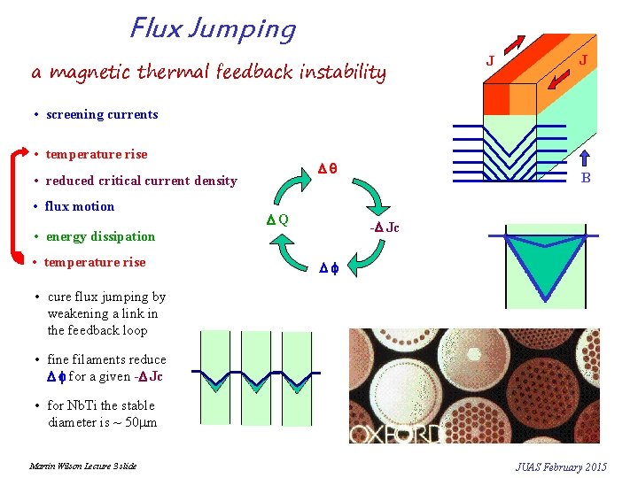 Flux Jumping a magnetic thermal feedback instability J J • screening currents • temperature