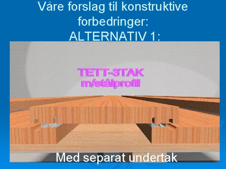 Våre forslag til konstruktive forbedringer: ALTERNATIV 1: Med separat undertak 