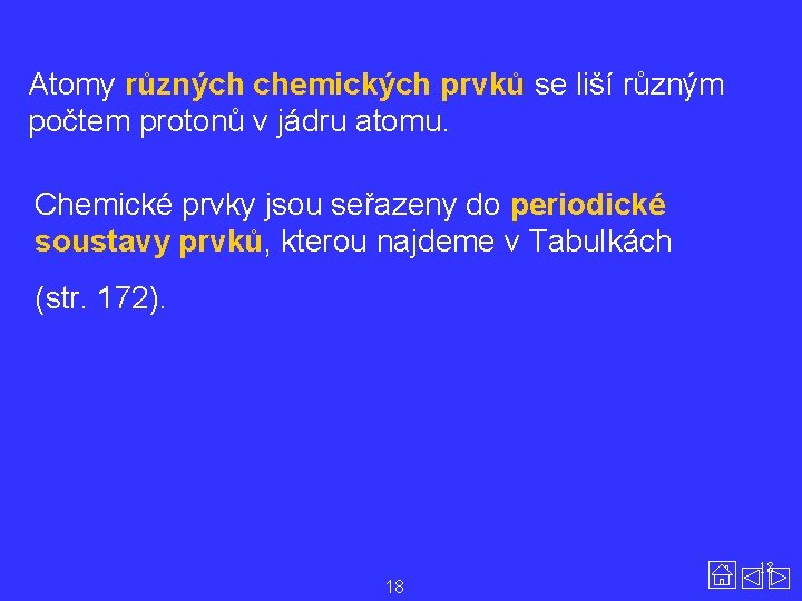 Atomy různých chemických prvků se liší různým počtem protonů v jádru atomu. Chemické prvky