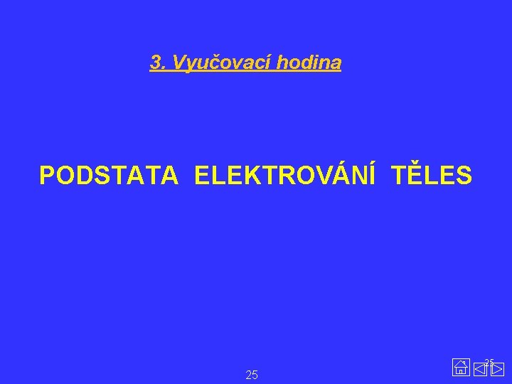 3. Vyučovací hodina PODSTATA ELEKTROVÁNÍ TĚLES 25 25 