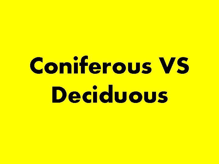 Coniferous VS Deciduous 