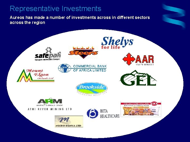 Representative Investments Aureos has made a number of investments across in different sectors across
