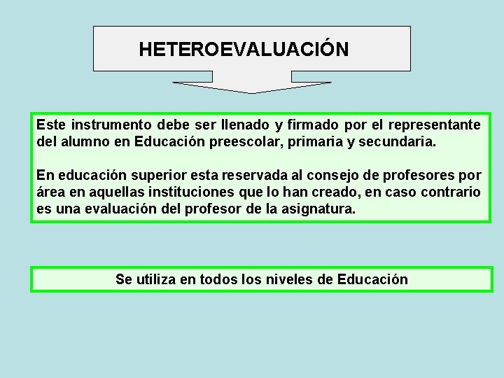 HETEROEVALUACIÓN Este instrumento debe ser llenado y firmado por el representante del alumno en HETEROEVALUACIÓN Este instrumento debe ser llenado y firmado por el representante del alumno en