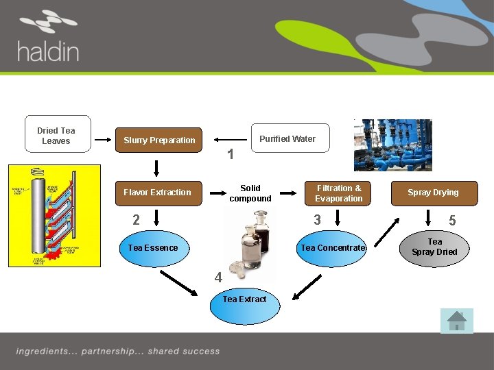 Production Flowchart - Introduction Dried Tea Leaves Purified Water Slurry Preparation 1 Body Solid