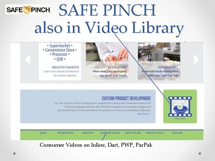 SAFE PINCH also in Video Library Consumer Videos on Inline, Dart, PWP, Par. Pak