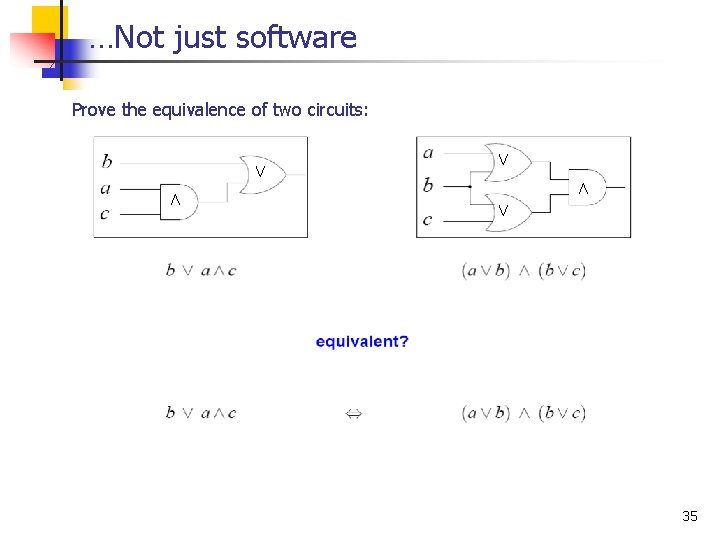 . . . Not just software Prove the equivalence of two circuits: Ç Æ